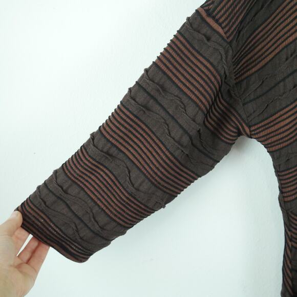 IC Connie K 1X Tunic Top Brown Black Lagenlook Art to Wear Pocket Trapeze Hem - Picture 6 of 8